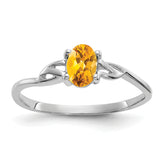 10k White Gold Polished Genuine Citrine Birthstone Ring